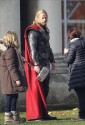 Chris Hemsworth on the set of "Thor 2" facing his darkest enemies, London, UK